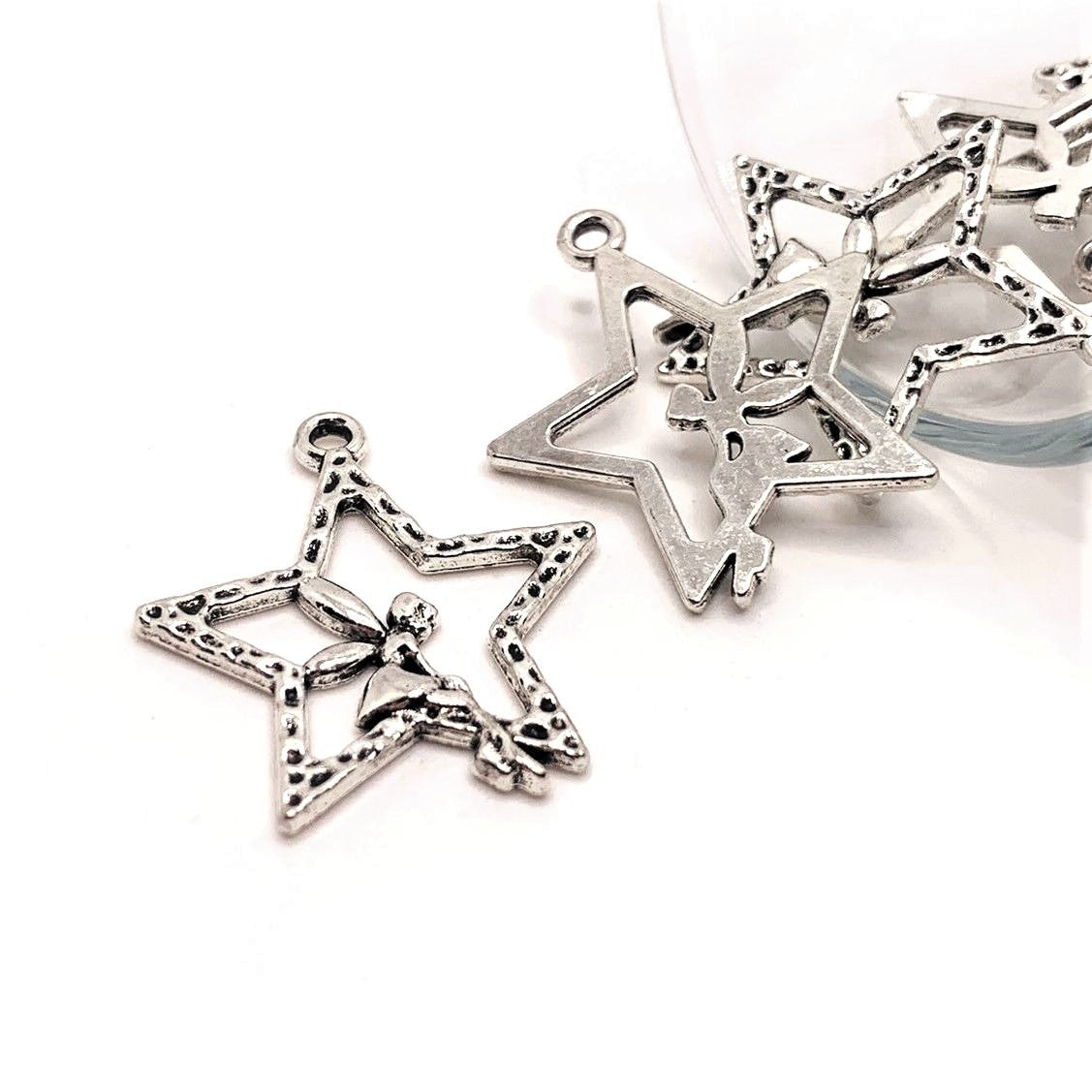 4, 20 or 50 Pieces: Silver Fairy Sprite Charms