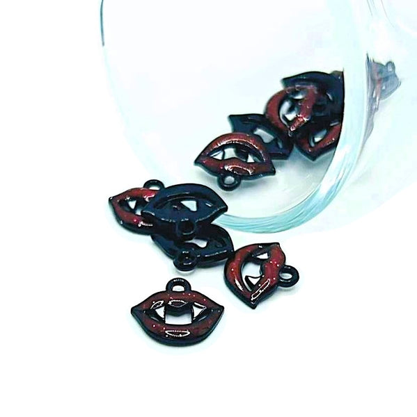 4, 20 or 50 Pieces: Red and Black Enamel Vampire Teeth Charms