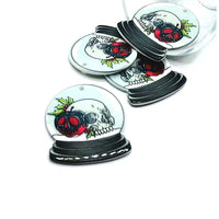 1, 4 or 20 Pieces: Creepy Christmas Snow Globe Charms - Double Sided