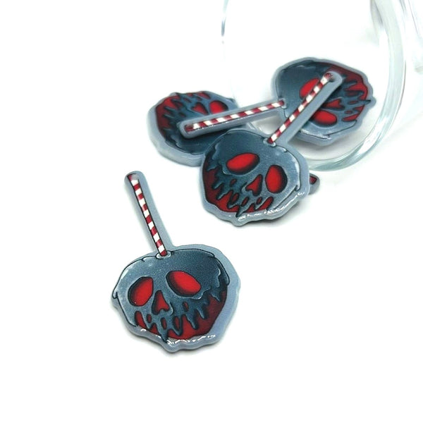 1, 4 or 20 Pieces: Creepy Christmas Poison Apple Charms - Double Sided