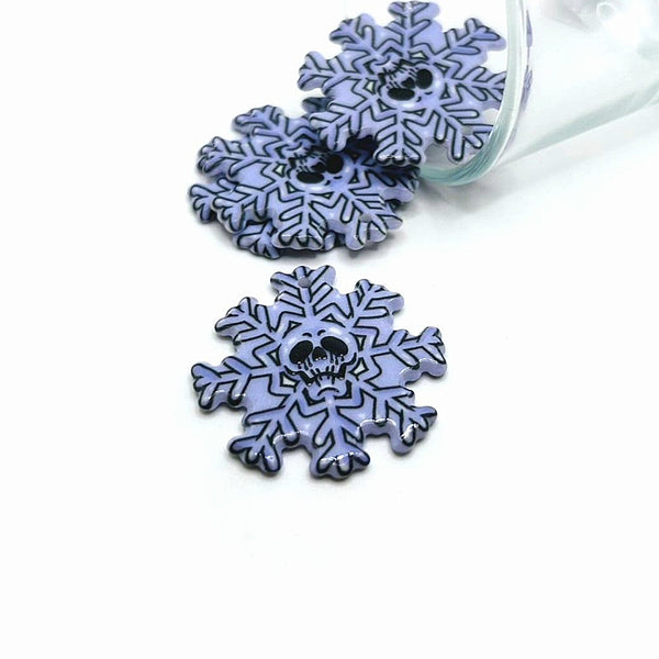 1, 4 or 20 Pieces: Creepy Christmas Snowflake with Skull Charms - Double Sided