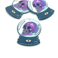 1, 4 or 20 Pieces: Creepy Snow globe with Skull Charms - Double Sided