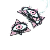 1, 4 or 20 Pieces: Pink Goth Evil Eye Halloween Charms - Double Sided