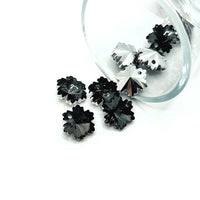 4, 20 or 50 Pieces: Gray Glass Faceted Snowflake Christmas Charms