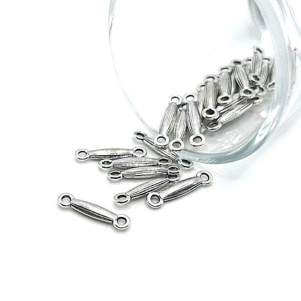 4, 20 or 50 Pieces: Silver Toned 18x3.5mm Decorative Bar Connectors