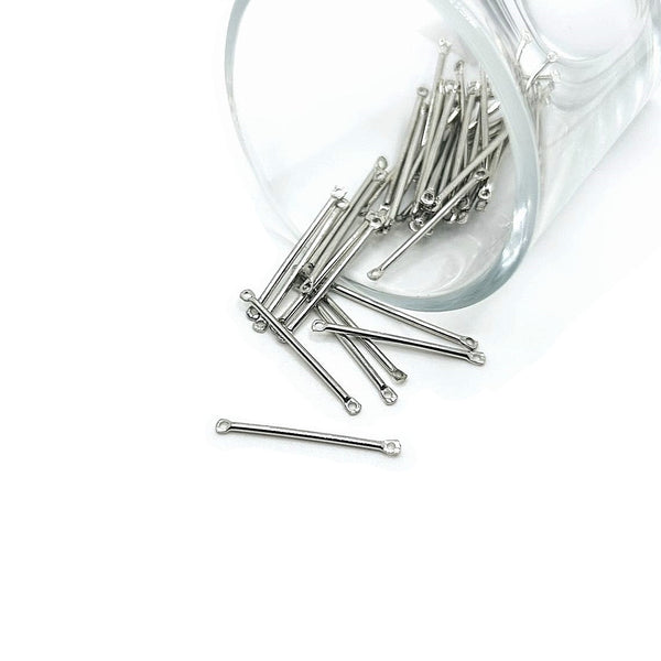 4, 20 or 50 Pieces: Silver Toned 25x2mm Simple Minimalist Bar Connectors