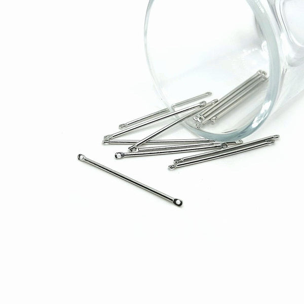 4, 20 or 50 Pieces: Antique Silver 40x2mm Simple Minimalist Bar Connectors