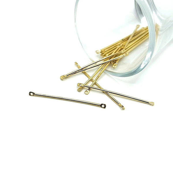4, 20 or 50 Pieces: KC Gold / Light Gold 40x2mm Simple Minimalist Bar Connectors
