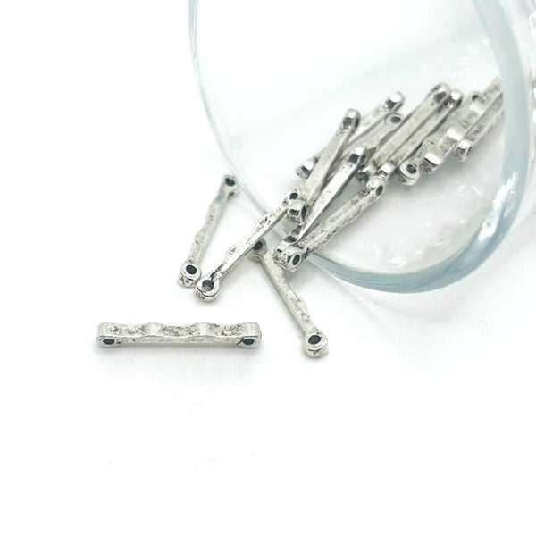 4, 20 or 50 Pieces: Silver Toned 19x3mm Decorative Bar Connectors