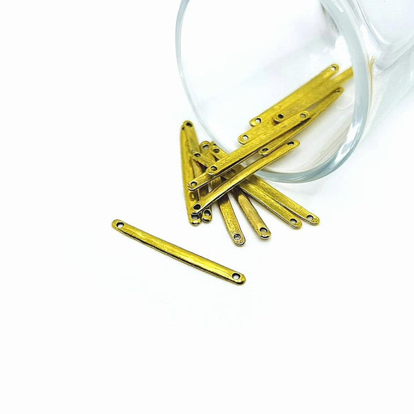 4, 20 or 50 Pieces: Antique Gold 33x3mm Simple Minimalist Bar Connectors