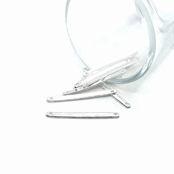 4, 20 or 50 Pieces: Silver Plated 33x3mm Simple Minimalist Bar Connectors