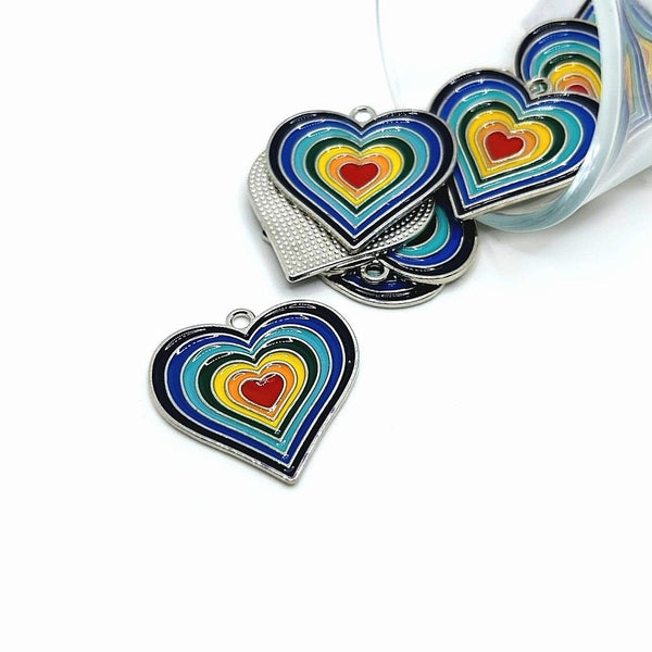 1, 4, 20 or 50 Pieces: Rainbow Heart, LGBTQ+, Charms