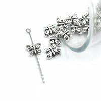 4, 20 or 50 Pieces: Antique Silver Butterfly Spacer Beads, 8x10mm - Double Sided