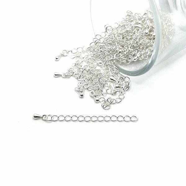 1, 4, 20 or 50 Pieces: Silver Plated Necklace Extenders, 6cm