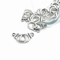 1, 4, 20 or 50 Pieces: Small Silver Freedom Handcuff Charms