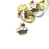 1, 4, 20 or 50 Pieces: Enamel Cupcake with Sprinkles Charm