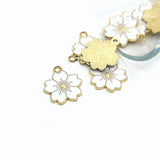 4, 20 or 50 Pieces: White and Gold Cherry Blossom Flower Charms