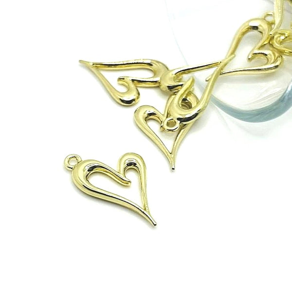 4 , 20 or 50 Pieces: Gold Asymmetrical Heart Charms