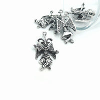 1, 4 or 20 Pieces: Antique Silver Baphomet 3D Satan Pendants