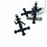 1, 4 or 20 Pieces: Black Enamel Inverted Cross Pendant with Baphomet