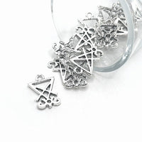 1, 4, 20 or 50 Pieces: Antique Silver Small Lucifer Sigil Charms