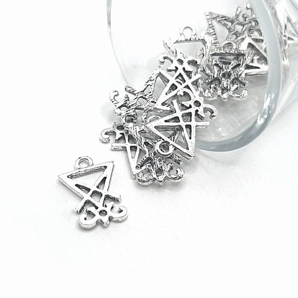 1, 4, 20 or 50 Pieces: Antique Silver Small Lucifer Sigil Charms