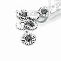 1, 4, 20 or 50 Pieces: Small Antique Silver Sunflower Head Charms