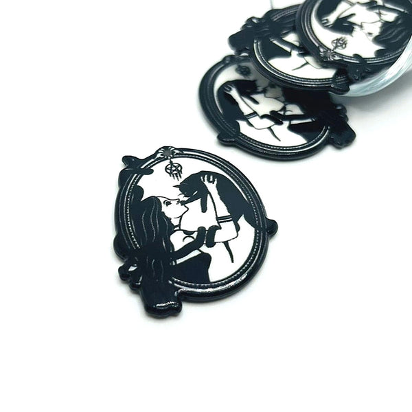 1, 4 or 20 Pieces: Hecate and Cat Witchy Halloween Charms - Double Sided