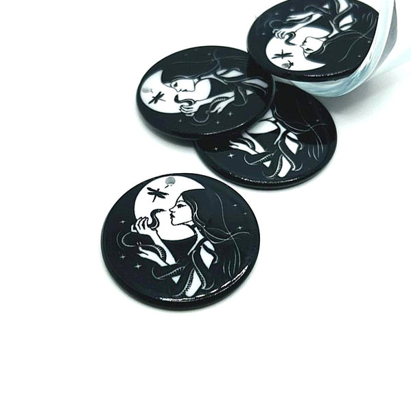 1, 4 or 20 Pieces: Hecate with Snake Witchy Halloween Charms - Double Sided