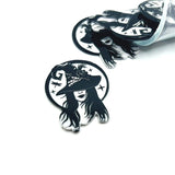 1, 4 or 20 Pieces: Hecate with Witch Hat Halloween Charms - Double Sided