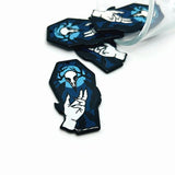 1, 4 or 20 Pieces: Blue Coffin with Raven Skull Charms - Double Sided