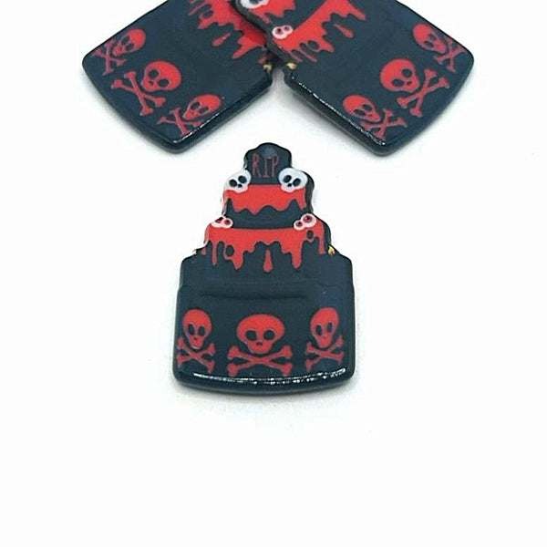 1, 4 or 20 Pieces: Punk Bloody Birthday Cake Charms - Double Sided