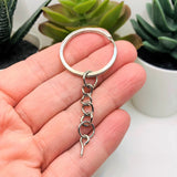 4, 20 or 50 Pieces: Silver Toned Steel Key Chain Starter Split Rings with Eyescrew