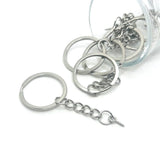 4, 20 or 50 Pieces: Silver Toned Steel Key Chain Starter Split Rings with Eyescrew