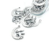 1, 4, 20 or 50 Pieces: Silver Mushroom Pendant Charm in Moon