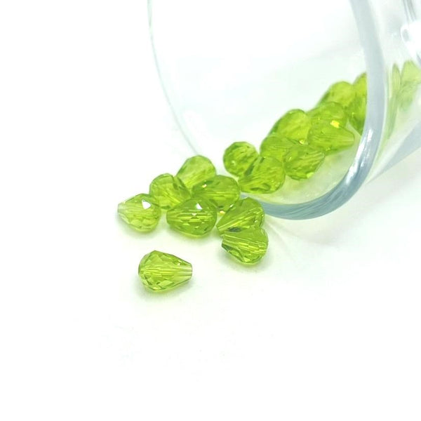 4, 20 or 50 Pieces: 6x8 mm Teardrop Light Green Imitation Crystal August Birthstone Beads