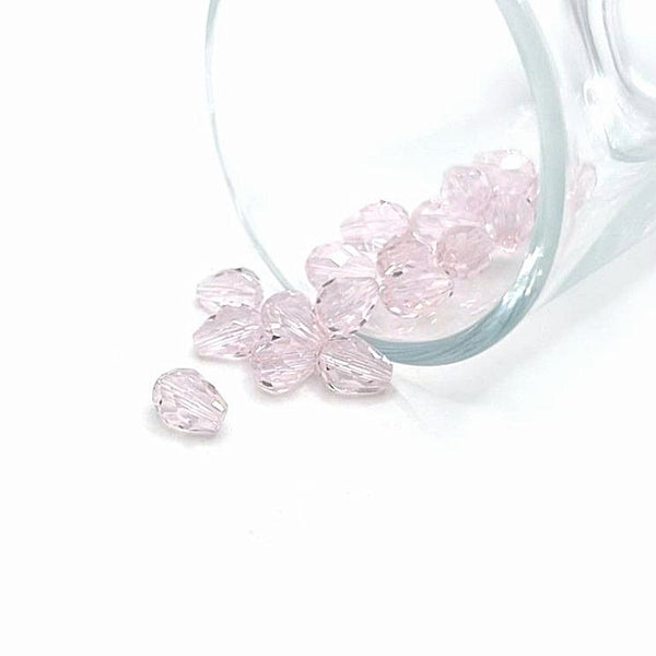 4, 20 or 50 Pieces: 6x8 mm Teardrop Pink Imitation Crystal June Birthstone Beads