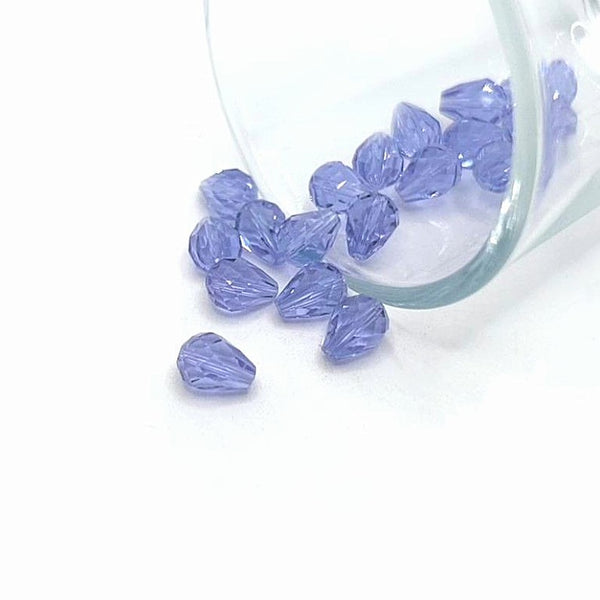 4, 20 or 50 Pieces: 6x8mm Teardrop Purple Imitation Crystal February Birthstone Beads