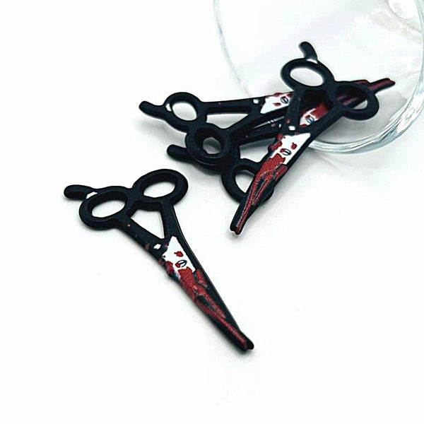 1, 4, or 20 Pieces: Bloody Horror Scissors Charm - Double Sided