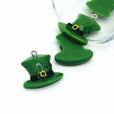 1, 4, or 20 Pieces: St. Patrick's Day Green Leprechaun Hat Pendant