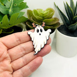 1, 4 or 20 Pieces: Acrylic Ghost in Reindeer Antlers - Double Sided