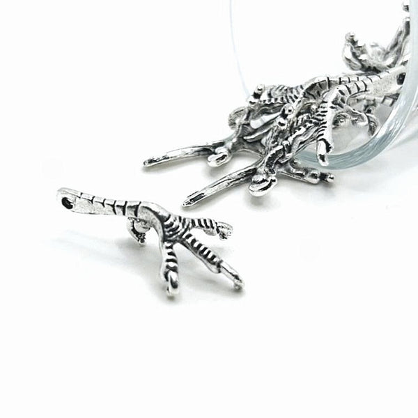 1, 4, 20 or 50 Pieces: Silver Bird Talon Pendant Charms