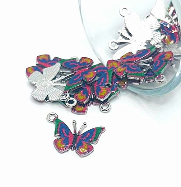 1, 4, 20 or 50 Pieces: Small Purple Enamel Butterfly Charms