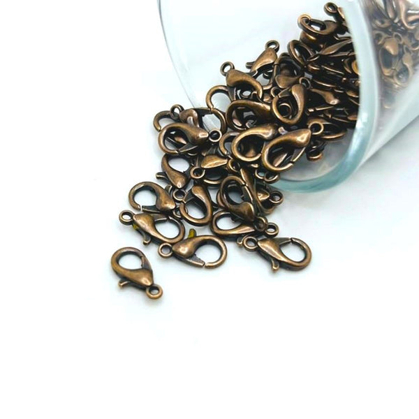 100 or 500 Pieces: 7 x 12 mm Copper Lobster Claw Clasps