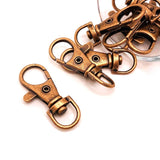 4, 20 or 50 Pieces: Antique Copper Swivel Lobster Clasps Lanyard Clips, 15x37 mm