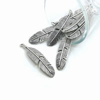 4, 20 or 50 Pieces: Silver Feather Connector Charms