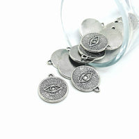 4, 20 or 50 Pieces: Silver Evil Eye Coin Charms