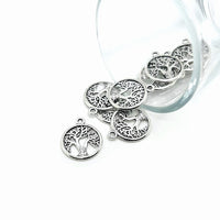 4, 20 or 50 Pieces: Small Silver Tree of Life Charms, Double Sided