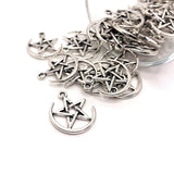 4, 20 or 50 Pieces: Silver Pentacle and Crescent Moon Charms