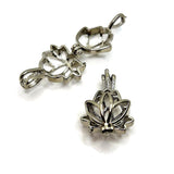 4 or 20 Pieces: Antique Silver Lotus Bead Diffuser Lockets